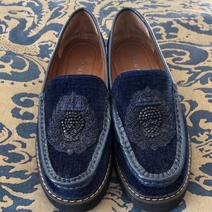 Donald J. Pliner Dark Blue Embroidered Loafers